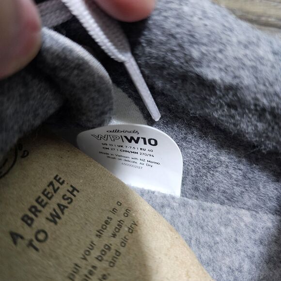 Allbirds Women's Wool Piper Woven Sneakers Pewter Grey Blizzard Sole, Size 10 - Picture 7 of 10